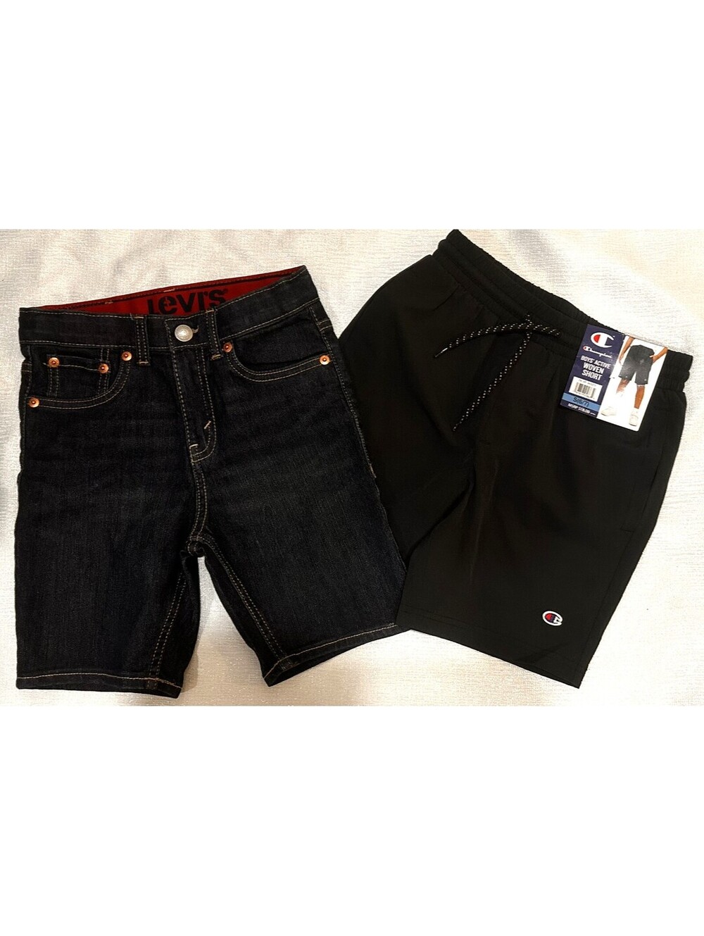 Levi's Boys Denim Shorts & Champion Boys Active Shorts Set